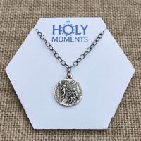 Sterling Silver St. Peregrine Laziosi (Patron Saint of Cancer Patients) Medal Necklace Reversible Sorrowful Mary Peregrinus Pellegrino
