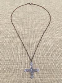 Rare Bronze Saint Benedict Cross Pendant, French Antique Replica, St Benedict Medal Necklace, 19th Century France, Ordo Sancti Benedicti OSB