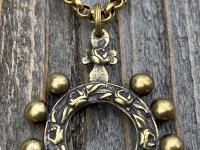 Antique Gold Rose Themed, Finger Rosary Ring, Necklace, French Antique Replica, Rosary Ring Pendant, Cross with Roses, Dizainier on Chain