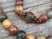 Large Comfort Cross Rosary, Bronze & Gemstone Bead Rosary with Red Cherry Creek Jasper Stones, Artisan Rosary Decor, Family Heirloom Rosary
