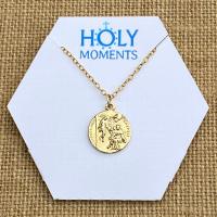 Gold St. Peregrine Laziosi Medal Pendant Necklace, Antique Replica, Patron Saint of Cancer Patients, Saint Peregrinus, Saint Pellegrino