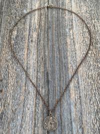 Bronze St. Dymphna Medal, Saint Dymphna Pendant, St Dymphna Necklace, Antique Replica, Patron Saint of Anxiety, Saint of Mental Illness