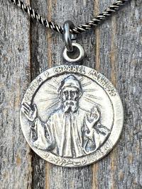 Sterling Silver St Charbel Makhlouf Medal Pendant Necklace, Replica of Rare Saint Sharbel Charm, Lebanese Saint, Miraculous Intercessor