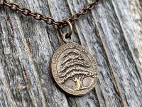 Bronze St Charbel Makhlouf Medal Pendant Necklace, Antique Replica, Rare Saint Sharbel Charm, Lebanese Saint, Miraculous Healing Intercessor