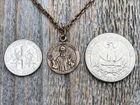 Bronze St Charbel Makhlouf Medal Pendant Necklace, Antique Replica, Rare Saint Sharbel Charm, Lebanese Saint, Miraculous Healing Intercessor