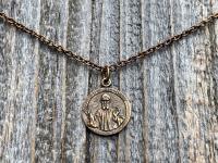 Bronze St Charbel Makhlouf Medal Pendant Necklace, Antique Replica, Rare Saint Sharbel Charm, Lebanese Saint, Miraculous Healing Intercessor