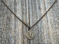 Saint Sebastian Bronze Medal and Necklace, Antique Replica, Patron Saint of Athletes & Soldiers Pendant, Rare French St Sebastien Medallion