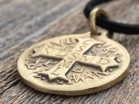 Large Gold Bronze French St Benedict Medallion, Antique Replica of Artist J Balme Medal, Big Holy Father Saint Benedicti Pendant from France