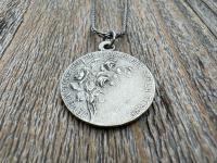 Sterling Silver Rare St Thérèse of Lisieux Medal Necklace, French Antique Replica Sancta Teresia St Theresa of the Child Jesus Little Flower