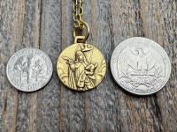 Antiqued Gold or Pewter Saint Teresa of Avila Pendant, Handmade Replica of Antique Medallion from Spain, St. Teresa of Ávila Round Medal