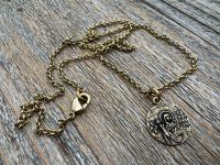 St Paraskeva (St. Paraskeve) Medallion in Antiqued Gold or Shiny Gold Bronze, Small Round Antique Replica, Orthodox Saint Paraskevi Pendant