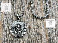 Sterling Silver St Paraskeva (St. Paraskeve) Medallion, Small Round Antique Replica, Orthodox Saint Paraskevi Pendant