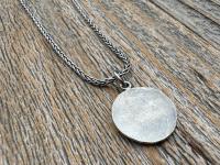 Sterling Silver St Paraskeva (St. Paraskeve) Medallion, Small Round Antique Replica, Orthodox Saint Paraskevi Pendant