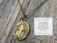Antiqued Gold (non-maintenance) Large French Miraculous Medal with Fancy Ring, Antique Replica Signed by PCH & JB, Medallion from France MM1