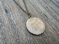 Bronze Jesus Christ Pendant Round Medallion, Our Lord with Crown of Thorns, French Antique Replica Medal, Artists Augis & Mazzoni France