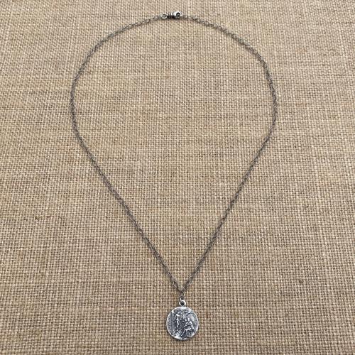 Sterling Silver St. Peregrine Laziosi (Patron Saint of Cancer Patients) Medal Necklace Reversible Sorrowful Mary Peregrinus Pellegrino