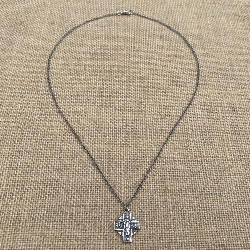 Sterling Silver Our Lady of Mount Carmel Medal Pendant Necklace, Antique Replica, Cross Pendant, Scapular Medal, Immaculate Heart of Mary