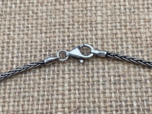 Sterling Silver 5-Way Medal, Antique Replica, Oxidized 1.5mm Wheat Spiga Chain Necklace, 4-Way Medal, Miraculous Medal, Round Heart Border