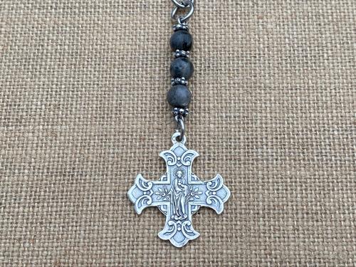 Rearview Mirror Sterling Silver Cross, Mary & Jesus Reversible Medal, Antique Replica, Religious Rear View Mirror Accessories, Car Mirror