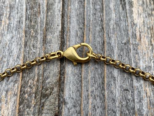 Antique Gold Rose Themed, Finger Rosary Ring, Necklace, French Antique Replica, Rosary Ring Pendant, Cross with Roses, Dizainier on Chain