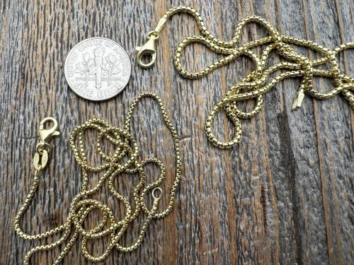 Gold St Gerard Majella Medal on Box Chain Necklace, French Antique Reproduction, Patron Saint of Expectant Mothers and Saint of Fertility