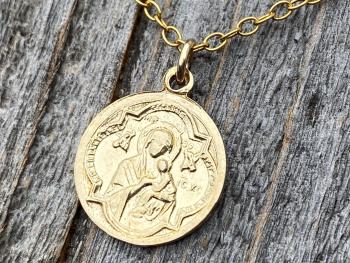 Gold St Gerard Majella Medallion Necklace, French Antique Replica, Patron Saint of Expectant Mothers and Patron Saint of Fertility, Gift Box