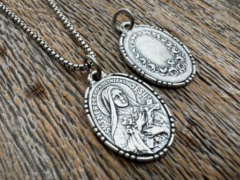 Sterling Silver St Thérèse of Lisieux Medallion, Antique Replica of Rare French Medal by Paul Brandt, Saint Therese of the Child Jesus Medal