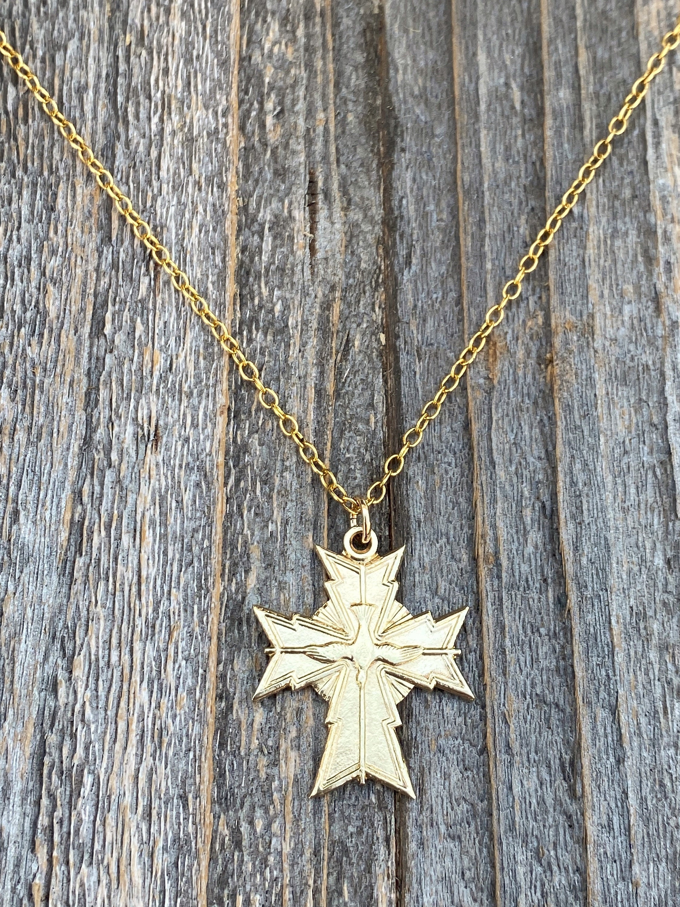 Peace Dove Christian Cross Necklace - Plain - Cross Jewelers