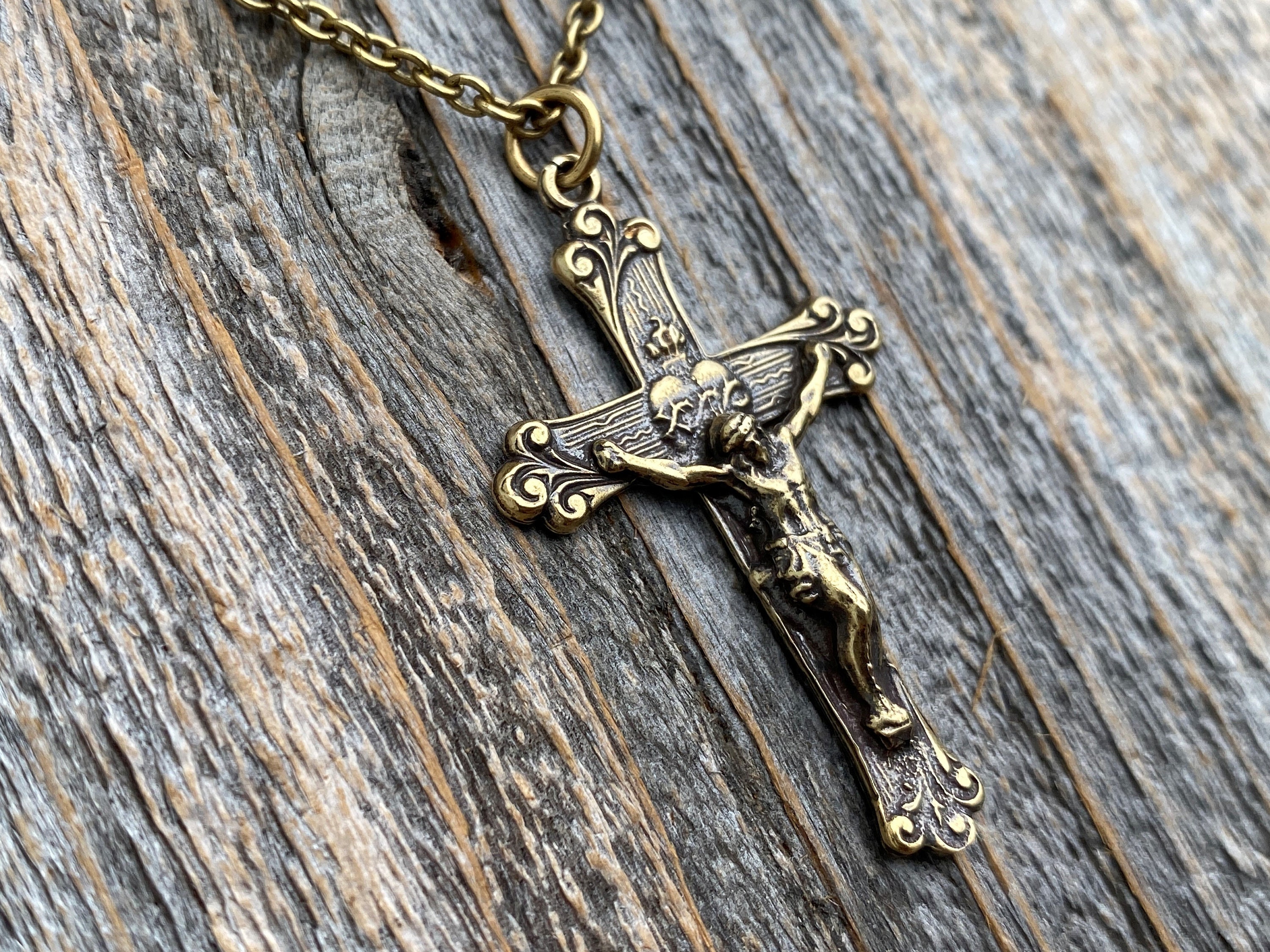 Sterling Silver Gold plated Ornate Cross Necklace Pendant Medium