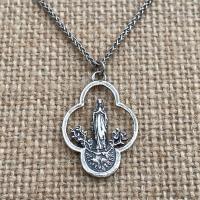 Sterling Silver Our Lady of Lourdes Pendant, Antique Replica Medal, Necklace, Immaculate Conception, Notre Dame, St Bernadette French France