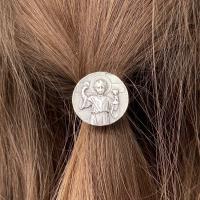 First Holy Communion Pony Tail Button and Elastics, Sterling Silver or Bronze, Antique Replica, 1st Communion Gift for a Girl, Gift Idea