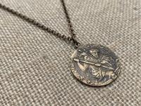 Bronze St. Saint Christopher Medal, Antique Replica, Pendant Necklace, Patron Saint of Travelers Traveling, Automobile, Confirmation Gift