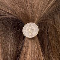 Bronze Miraculous Medal, Antique Replica, Pony Tail Button, Pony Tail Holder, Band, Elastics, Hair Accessory, Our Lady of the Miracle, Mary