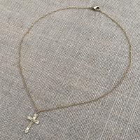 Gold Antique Replica Petite Crucifix and Cable Chain Necklace, Gold Cross Pendant, First Communion Gift, Confirmation Gift, Christening Gift
