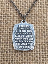 St. Francis of Assisi Sterling Silver Blessing Prayer Medal Pendant Necklace, Saint Catholic Italian, Antique Replica, Lord Bless You Keep