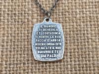 St. Francis of Assisi Sterling Silver Blessing Prayer Medal Pendant Necklace, Saint Catholic Italian, Antique Replica, Lord Bless You Keep