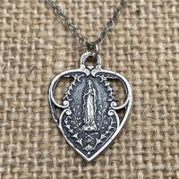 Sterling Silver Our Lady of Lourdes Heart Medal, Antique Replica, Pendant Necklace, Blessed Virgin Mary, French Marian Medal, From France