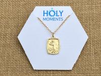 St. Francis of Assisi Gold Blessing Prayer Medal Pendant Necklace, Saint Catholic Italian, Antique Replica, May Lord Bless You and Keep You