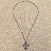 Bronze Old Coptic Trinity Form Cross Pendant Necklace, Antique Replica 19th Century, Christian Cross Pendant, Bronze Coptic Cross Necklace