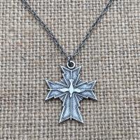 Sterling Silver Holy Spirit Cross Medal Necklace, Antique Replica, Holy Spirit Dove, Holy Ghost Pendant, Antique Replica, Cross Necklace