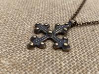 Bronze Old Coptic Trinity Form Cross Pendant Necklace, Antique Replica 19th Century, Christian Cross Pendant, Bronze Coptic Cross Necklace