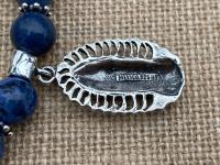 Sterling Silver Our Lady of Guadalupe Pendant, Antique Replica Medal, Grade AAA Dumortierite Gemstone Necklace, Nuestra Señora de Guadalupe