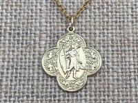 Gold St. Raphael the Archangel (Angel of Healing) Antique Replica Medal Pendant Necklace Prayer Backside Gold Bronze Patron Saint Sick Ill