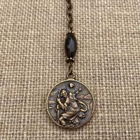 Bronze Rearview Mirror St. Christopher and Our Lady of the Way Good Road Car Accessory Mirror Hanging Hang Dangling Antique Replica Bronzite