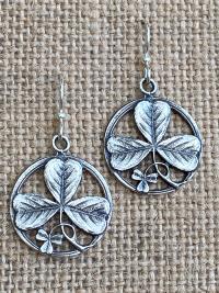 Sterling Silver Shamrock French Hook Earrings, Dangling Shamrock Earrings, Saint Patrick Earrings, Irish Catholic Earrings, Antique Replica