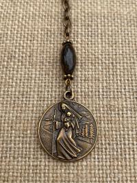 Bronze Rearview Mirror St. Christopher and Our Lady of the Way Good Road Car Accessory Mirror Hanging Hang Dangling Antique Replica Bronzite