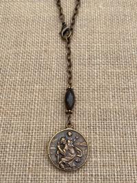 Bronze Rearview Mirror St. Christopher and Our Lady of the Way Good Road Car Accessory Mirror Hanging Hang Dangling Antique Replica Bronzite