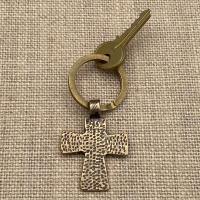 Bronze Coptic Cross Key Ring, Keyring, Antique Replica, Keyring with Cross Charm, Christian Unisex Key Ring, High Quality Cross Keyring Gift