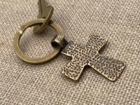 Bronze Coptic Cross Key Ring, Keyring, Antique Replica, Keyring with Cross Charm, Christian Unisex Key Ring, High Quality Cross Keyring Gift