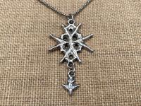 Sterling Silver Large Huguenot Cross Pendant Necklace, Antique Replica, Dangling Holy Spirit Dove, Maltese Cross, Malta Cross, Christian